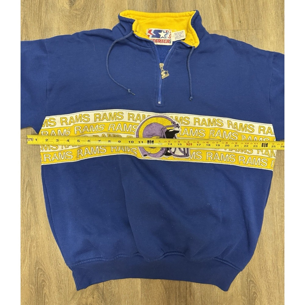 Vintage 90s Starter Los Angeles Rams Quarter Zip Pullover Men's XL - Picture 6 of 7